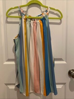 LOFT Multi-Color Striped Halter Top L